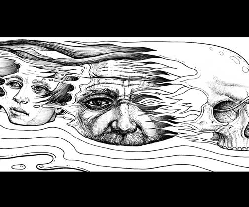 Contemporary surrealist artist Hayden Dewar Continuous drawing book Infinite Phantasm 24